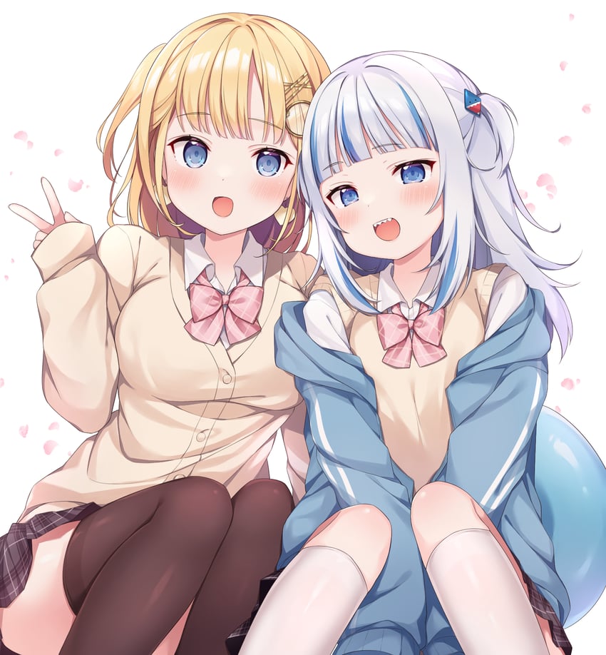 gawr gura and watson amelia (hololive and 1 more) drawn by kofuyu_(cofyuuun)