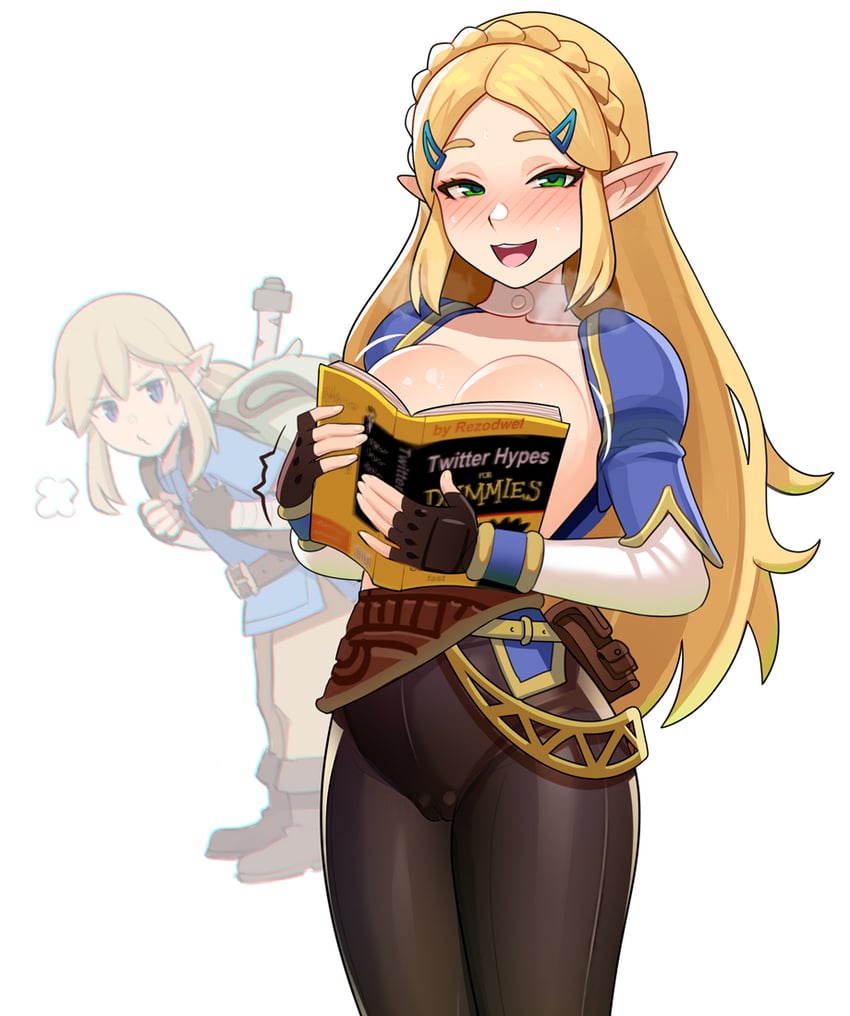 link and princess zelda (the legend of zelda and 1 more) drawn by rezodwel