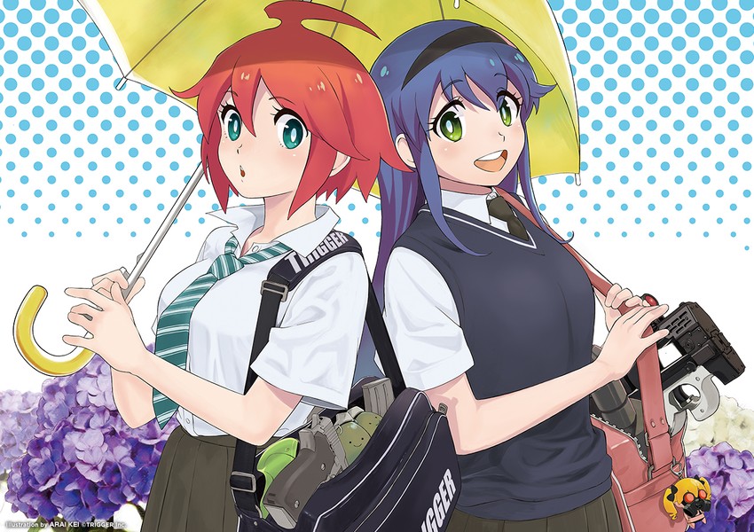 trigger-chan, muzzle, frag, and spring (trigger) drawn by arai_kei