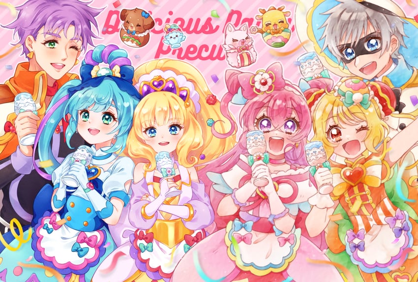 nagomi yui, fuwa kokone, kasai amane, hanamichi ran, cure precious, and 11 more (precure and 1 more) drawn by kashitani_futaba and nakatsu_(pr_nagom)