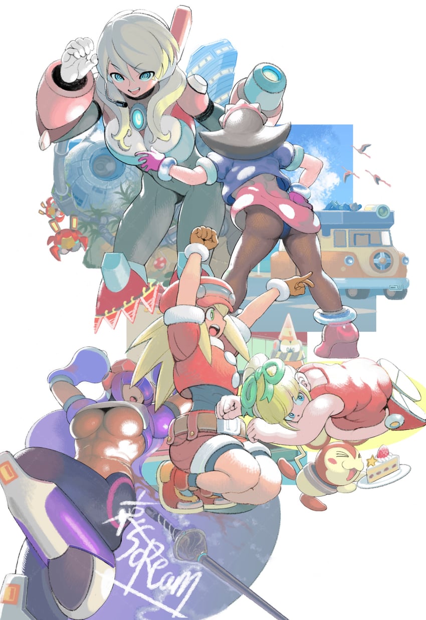 roll, tron bonne, roll caskett, alia, layer, and 1 more (mega man and 2 more) drawn by zinguuzisaburou