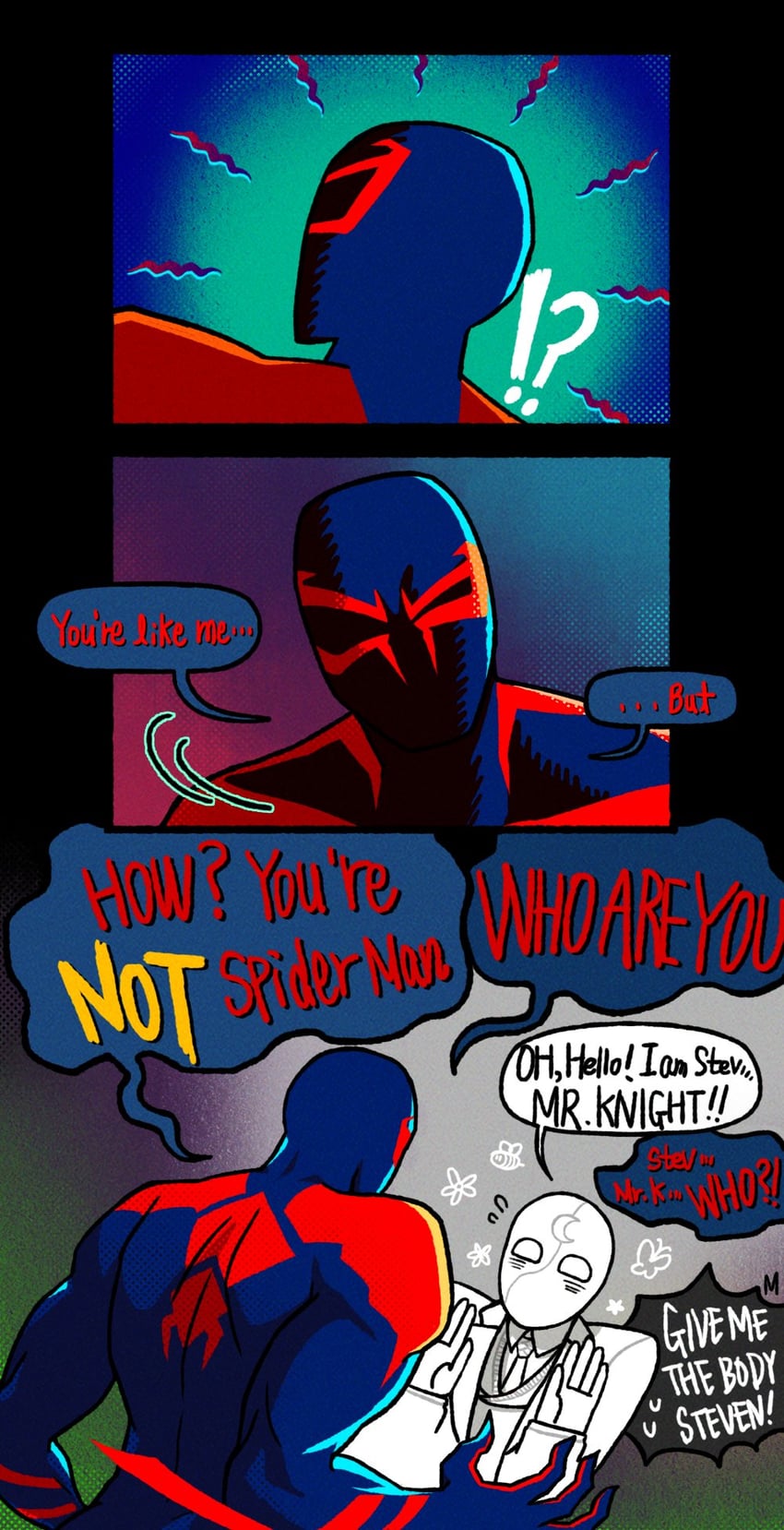 spider-man, mr. knight, and oscar isaac (marvel and 6 more) drawn by jelly_(s_jelly_2)