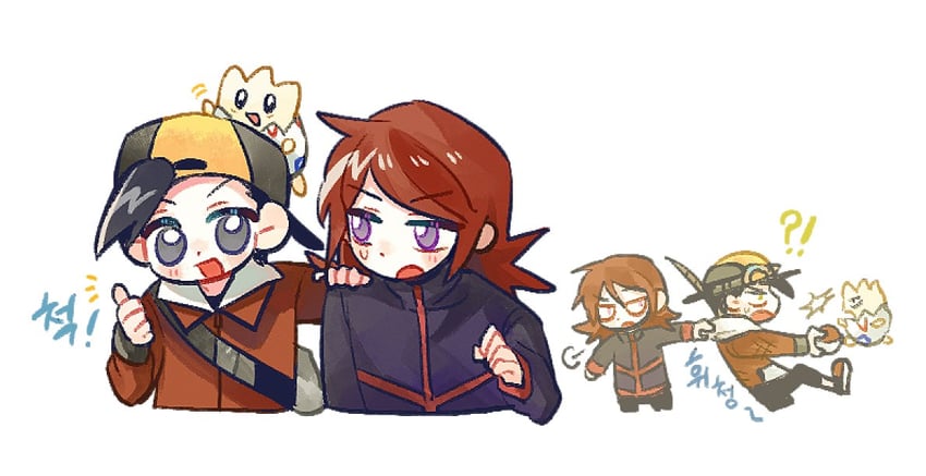 ethan, silver, and togepi (pokemon and 2 more) drawn by kong_(6ki3ki)