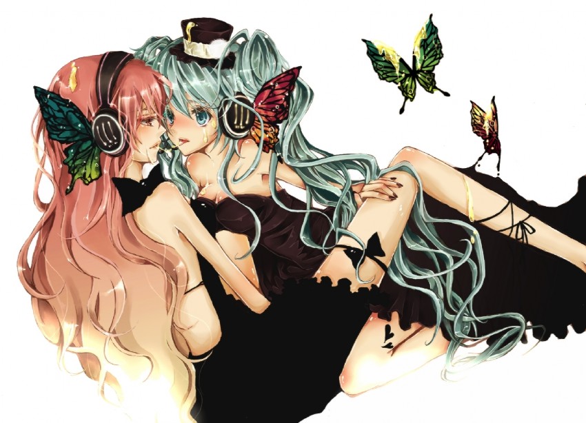 hatsune miku and megurine luka (vocaloid and 1 more) drawn by akikawa_eiri
