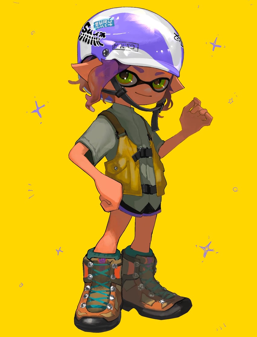 inkling player character and inkling girl (splatoon) drawn by zuru4ki