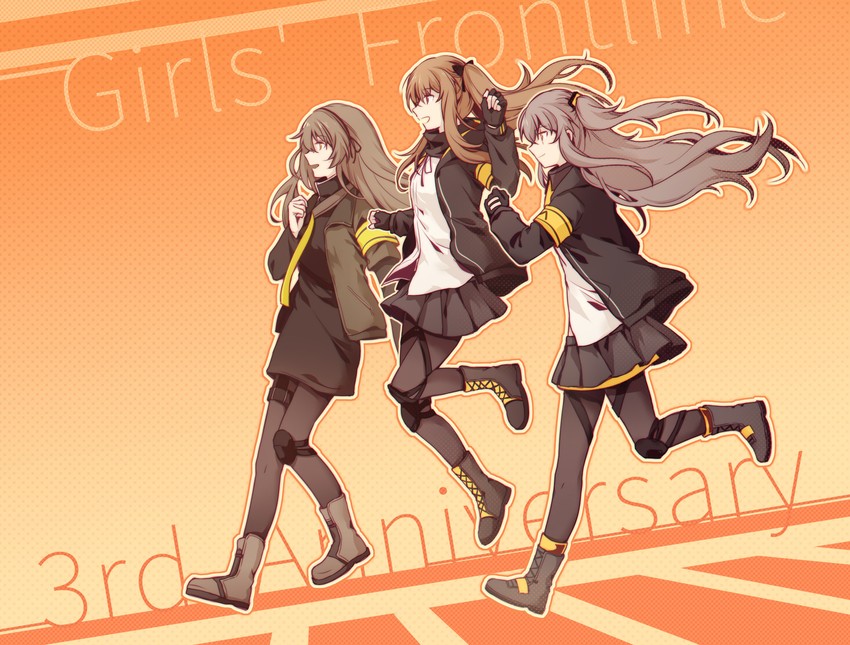 ump45, ump9, and ump40 (girls' frontline) drawn by demon_(abyssdemon)