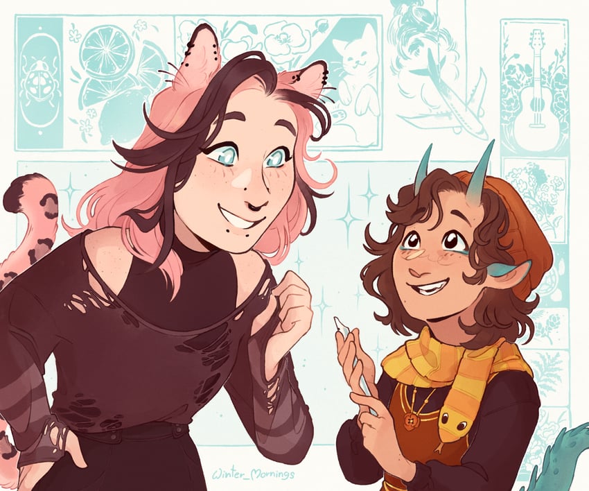 nihachu and tallulah (minecraft youtube and 1 more) drawn by winter_mornings