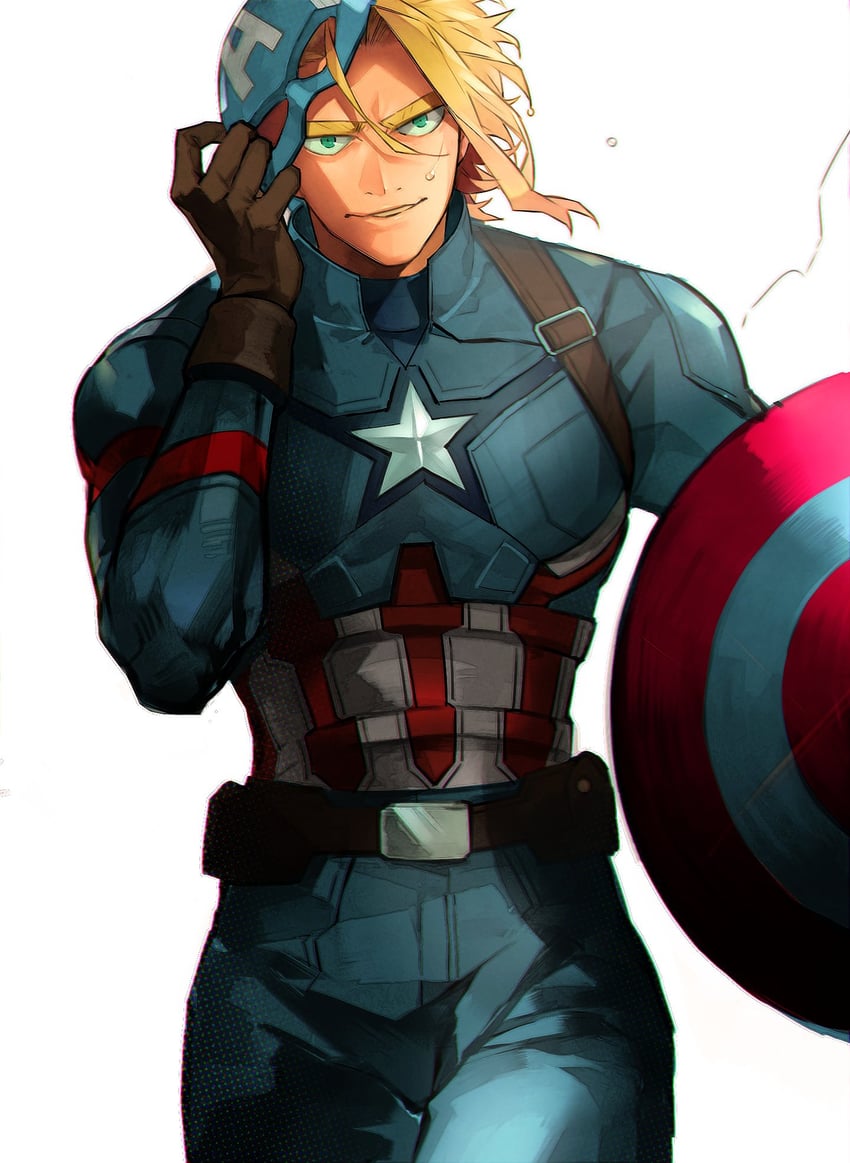 captain america, all might, and yagi toshinori (boku no hero academia and 3 more) drawn by tian_(den_z_z)