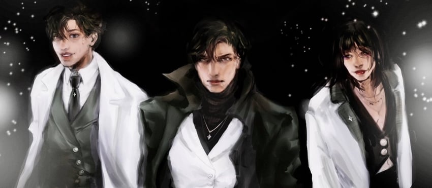 kim dokja, yoo joonghyuk, and han sooyoung (omniscient reader's viewpoint) drawn by macaronijail