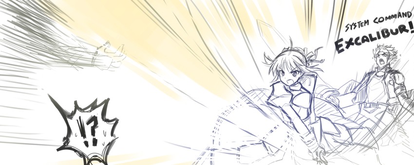 artoria pendragon, saber, kirito, and oberon (fate and 2 more) drawn by okitakung
