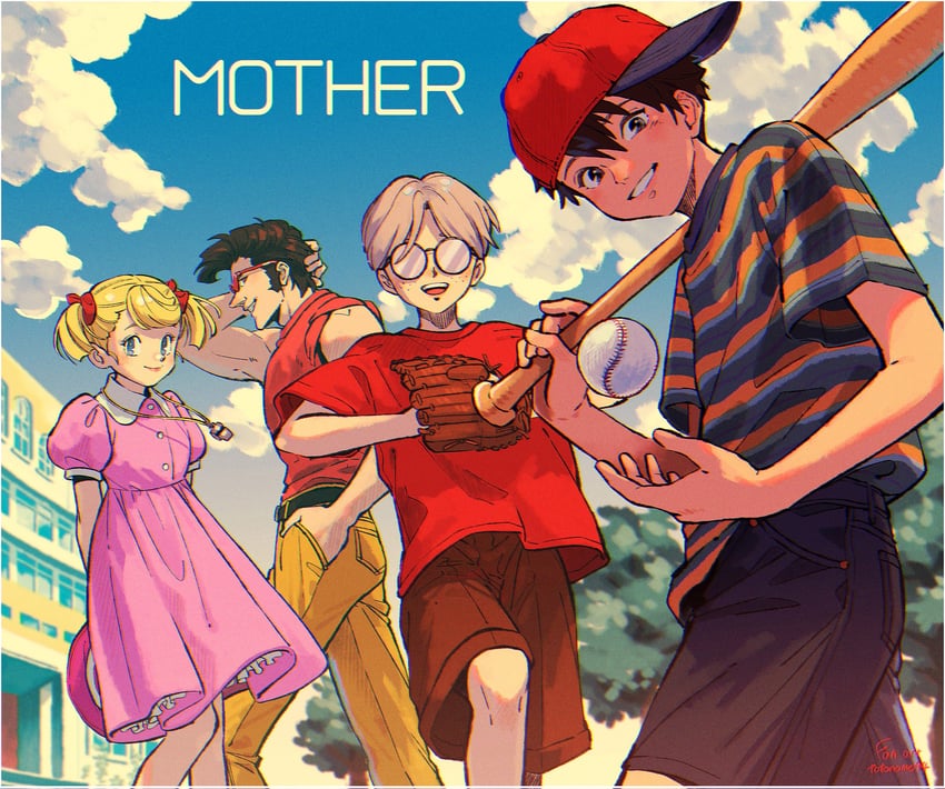ninten, ana, lloyd, and teddy (mother and 1 more) drawn by kwsby_124