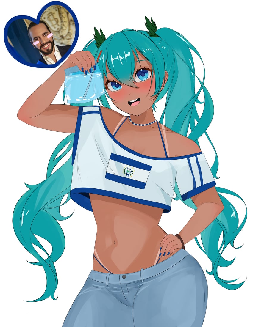 hatsune miku and nayib bukele (vocaloid and 1 more) drawn by jena_png