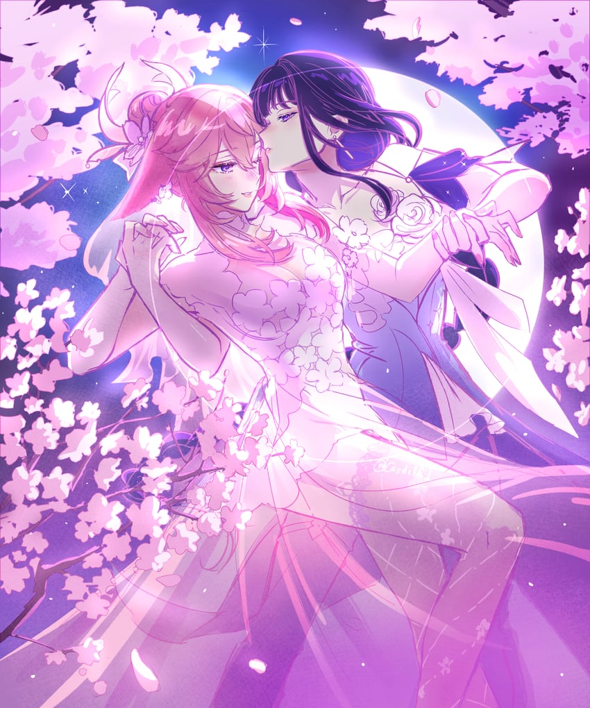 raiden shogun and yae miko (genshin impact) drawn by casdela1