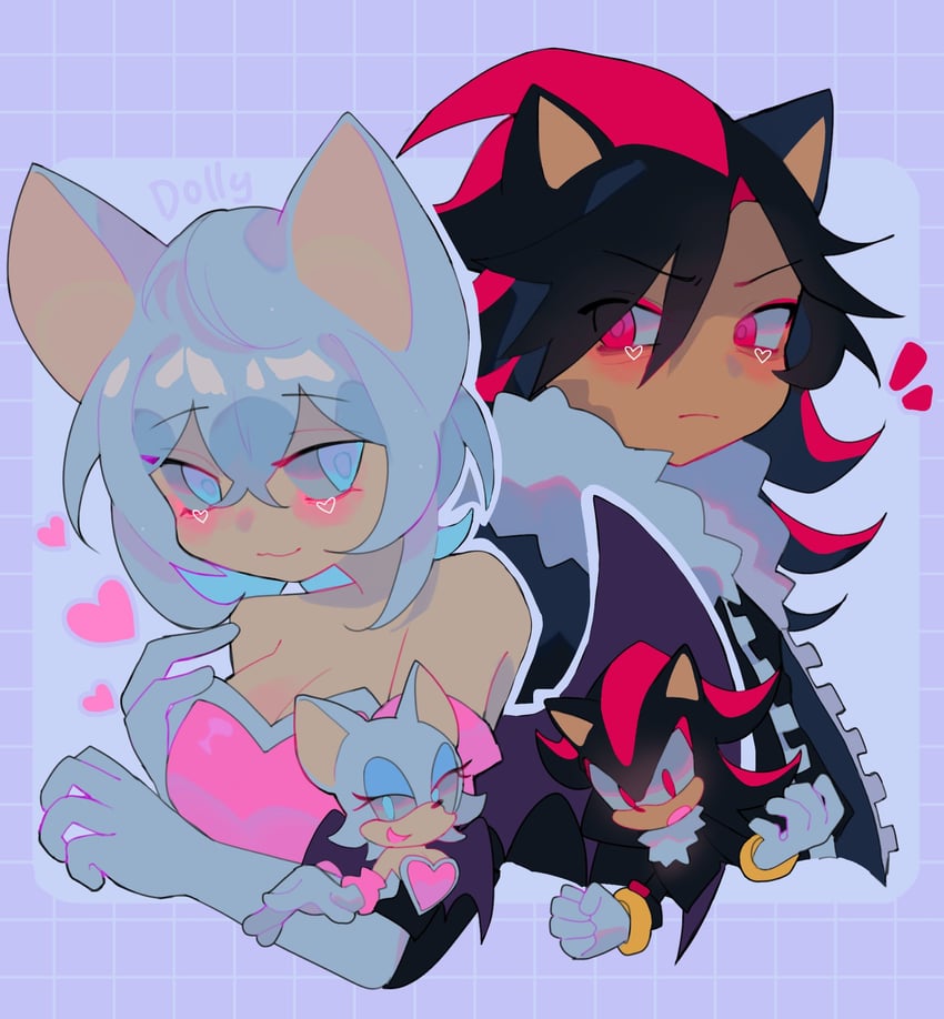 shadow the hedgehog and rouge the bat (sonic) drawn by littlebunniboo