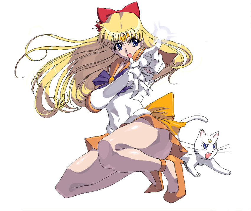aino minako, sailor venus, and artemis (bishoujo senshi sailor moon) drawn by piyopiyomaru