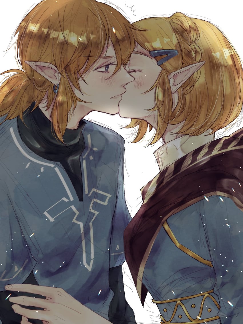 link and princess zelda (the legend of zelda and 1 more) drawn by hk_539099410