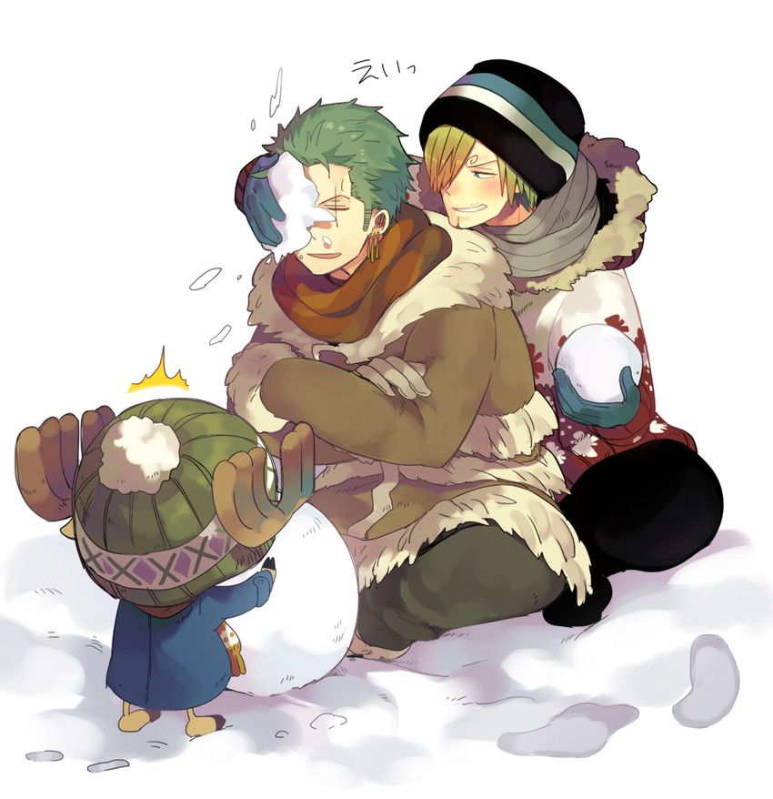 roronoa zoro, sanji, and tony tony chopper (one piece) drawn by hiyok2