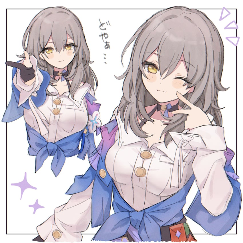 trailblazer, stelle, and march 7th (honkai and 1 more) drawn by anaketsu