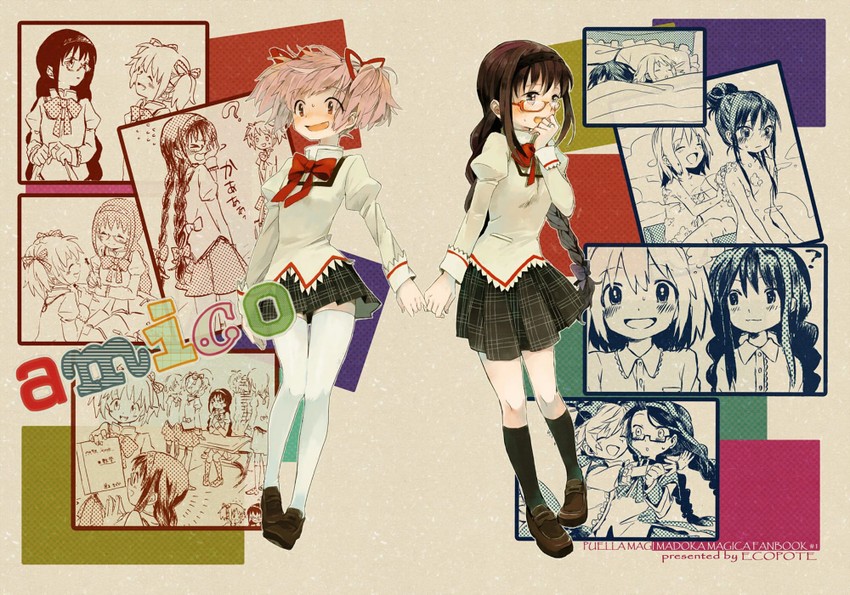 akemi homura and kaname madoka (mahou shoujo madoka magica) drawn by ogi_(sham00)