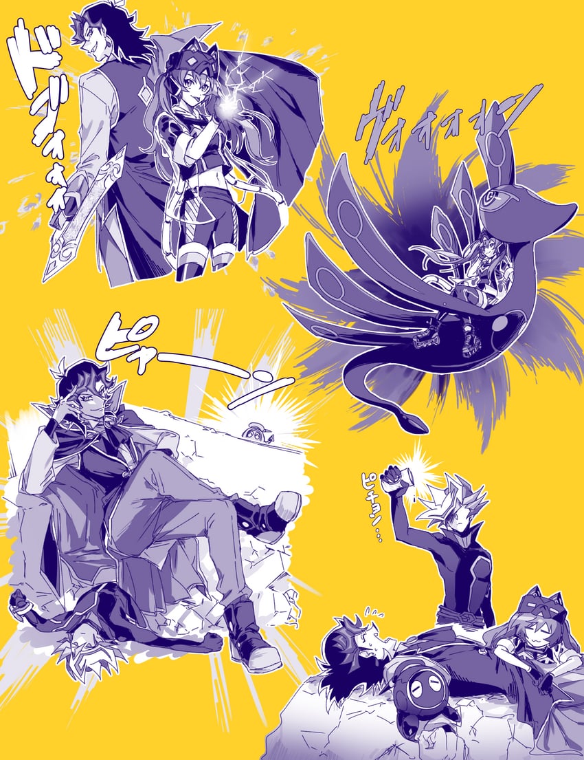 i:p masquerena, fujiki yusaku, playmaker, ai, eldlich the golden lord, and 5 more (yu-gi-oh!) drawn by sosamoto_(tvny2528)