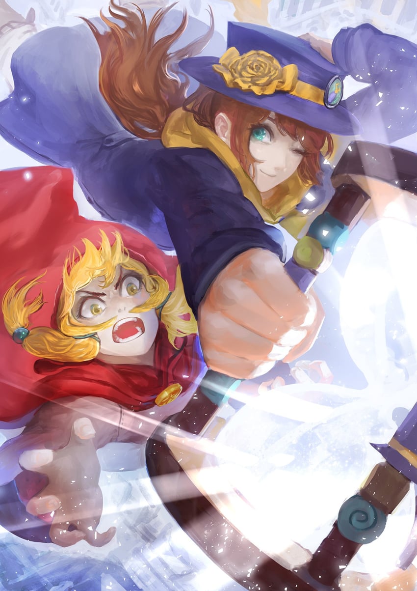 hat kid and mustache girl (a hat in time) drawn by ex-trident