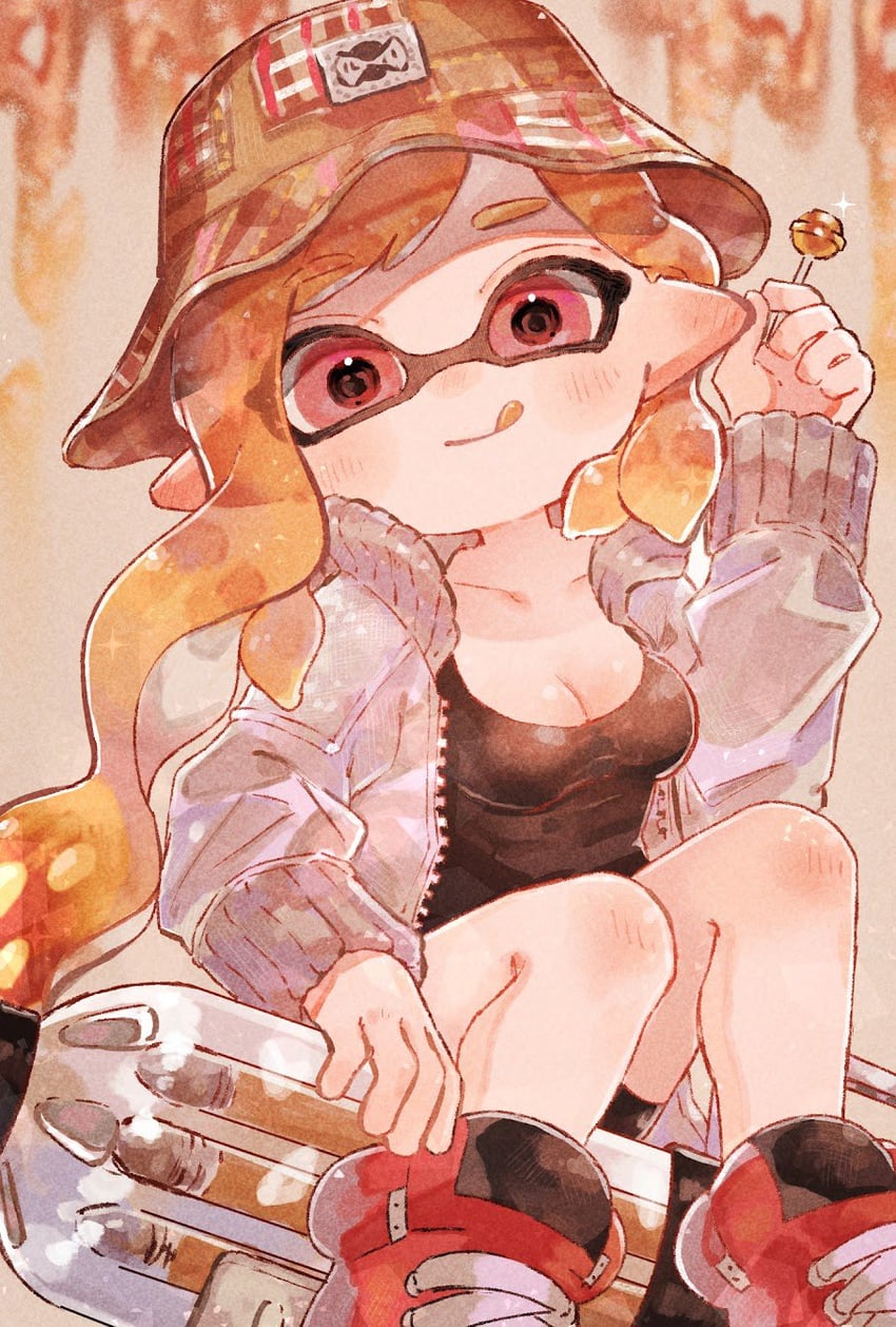 inkling player character and inkling girl (splatoon) drawn by plum0o0