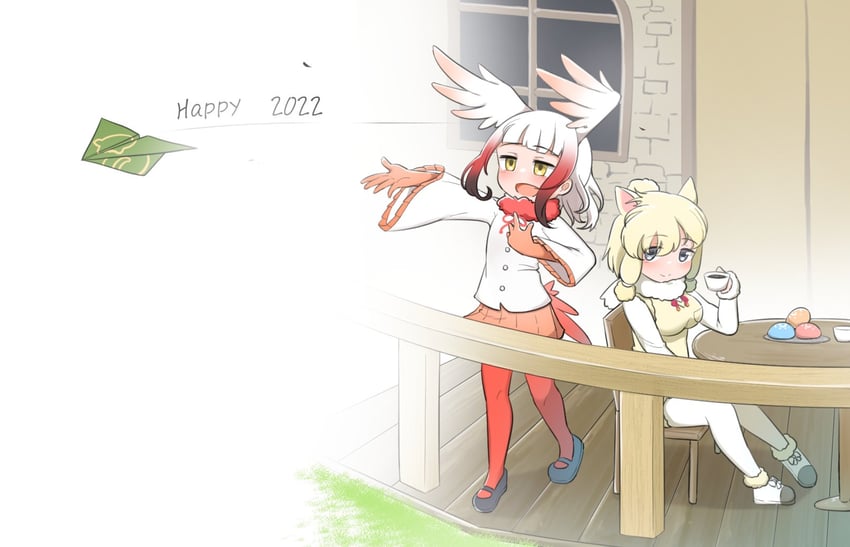 japanese crested ibis and alpaca suri (kemono friends) drawn by chis_(js60216)