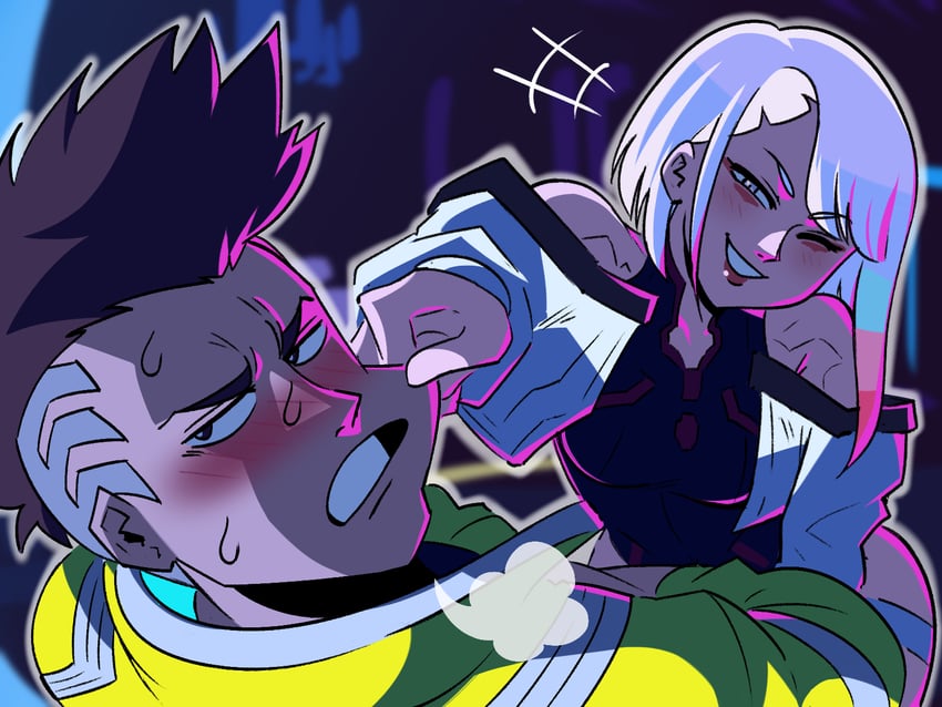 lucy and david martinez (cyberpunk and 1 more) drawn by tina_fate