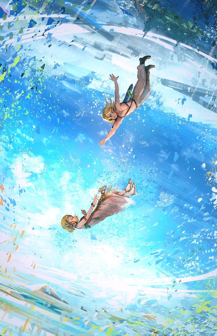 link and princess zelda (the legend of zelda and 1 more) drawn by advarcher