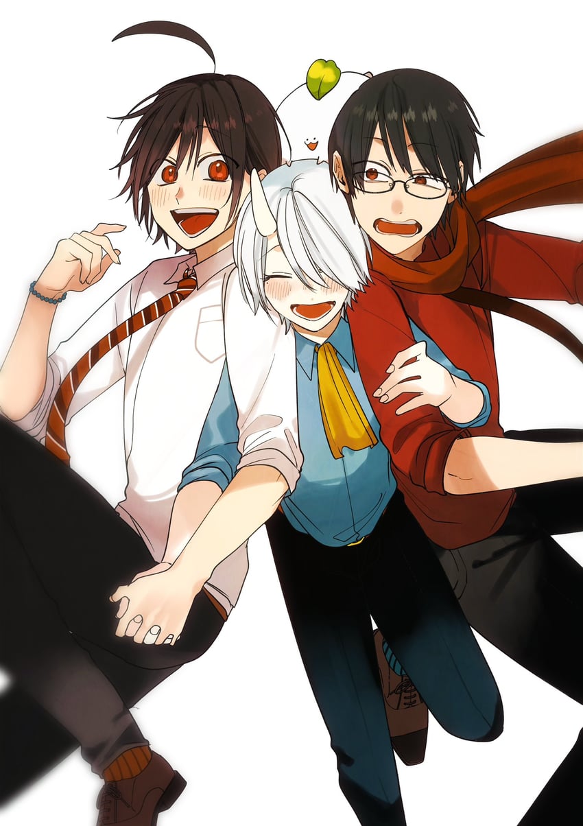 abe haruaki, marshmallow, miki rintarou, and hatanaka izuna (youkai gakkou no sensei hajimemashita!) drawn by tanaka_mai