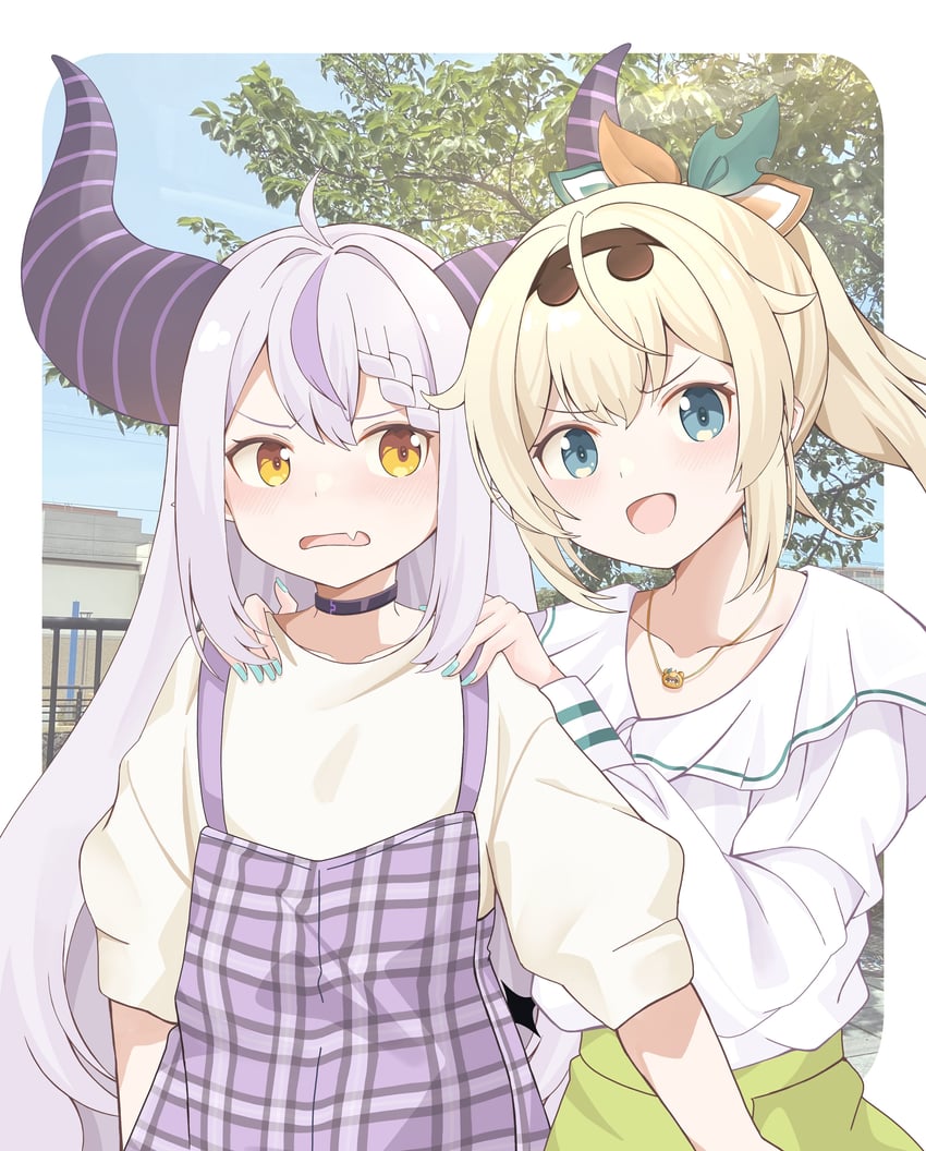 la+ darknesss and kazama iroha (hololive) drawn by kyabetsu_ningen