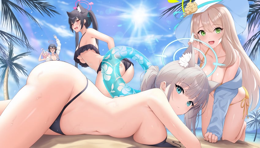 shiroko, hoshino, nonomi, serika, and ayane (blue archive) drawn by roina_(effj7473)