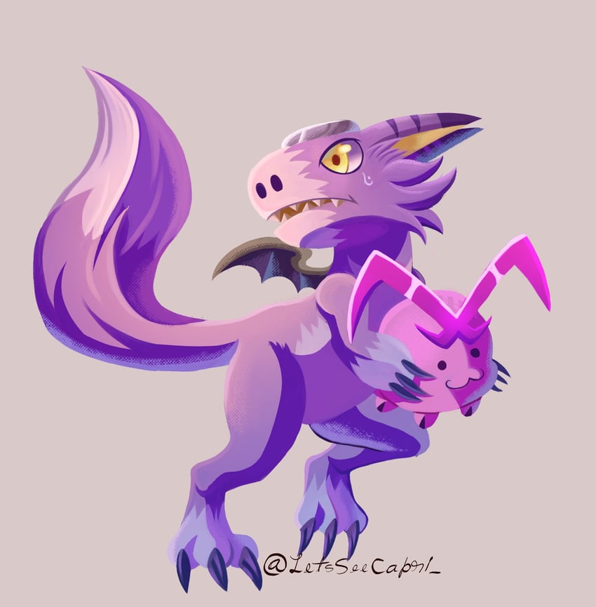 tokomon, dorumon, and tokomon x-antibody (digimon and 1 more) drawn by letsseecapri