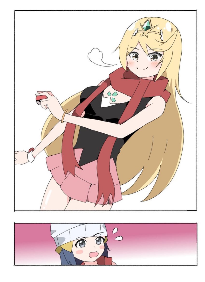 dawn and mythra (pokemon and 3 more) drawn by genbu_(user_unhx5348)