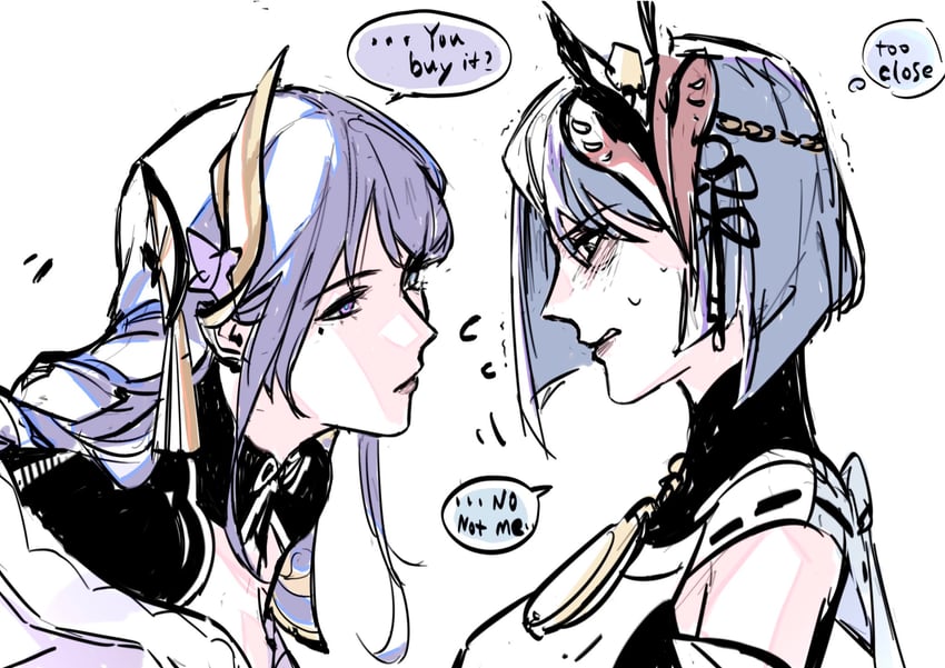 raiden shogun and kujou sara (genshin impact) drawn by tanyaf2022