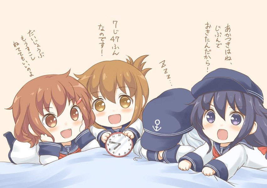 hibiki, inazuma, ikazuchi, and akatsuki (kantai collection) drawn by gale_kawaii