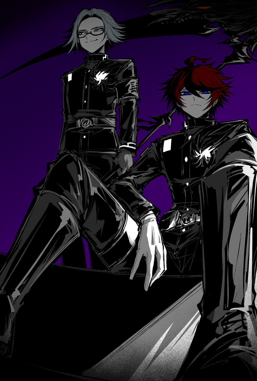 aotsuki eito and sumino takumi (the hundred line -last defense academy-) drawn by evarina55