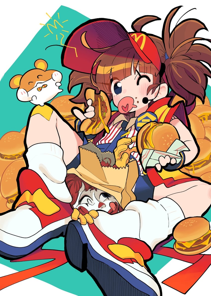imadake dabuchi tabemi, ronald mcdonald, and imadake dabuchi tabesuke (mcdonald's) drawn by gashi-gashi