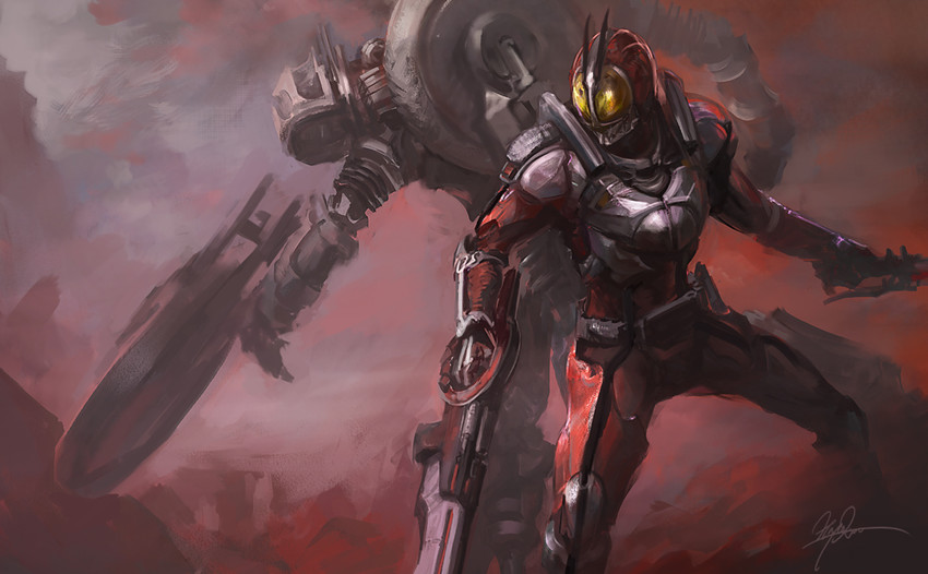 kamen rider faiz and autovajin (kamen rider and 1 more) drawn by hayaken_sarena