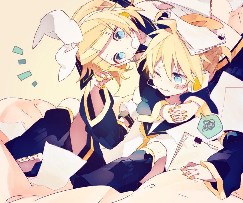 kagamine rin and kagamine len (vocaloid) drawn by 4_(nakajima4423)