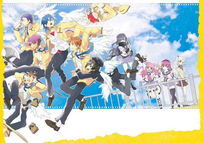 tachibana kanade, nakamura yuri, yui, hinata hideki, otonashi yuzuru, and 6 more (angel beats!) drawn by mooche
