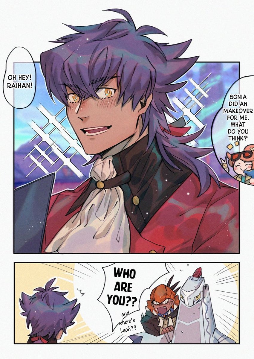 leon, raihan, and duraludon (pokemon and 1 more) drawn by chiyo_(miichiyochin)