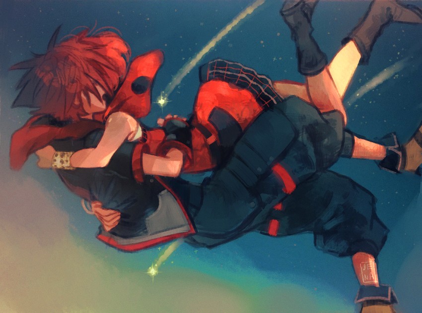 sora and kairi (kingdom hearts and 1 more) drawn by jena_(mintycolors)