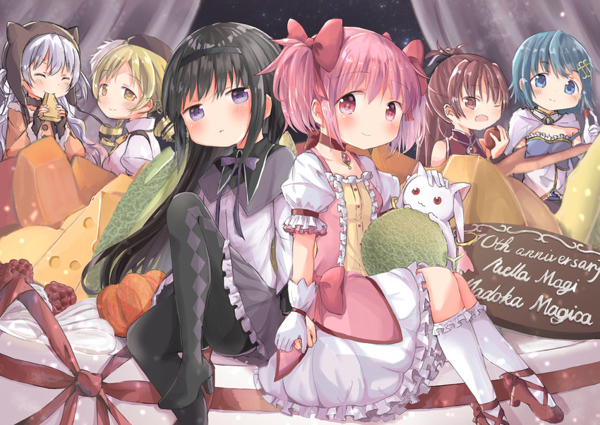 akemi homura, kaname madoka, miki sayaka, sakura kyoko, and tomoe mami (mahou shoujo madoka magica and 1 more) drawn by yuukarirakkumasuki