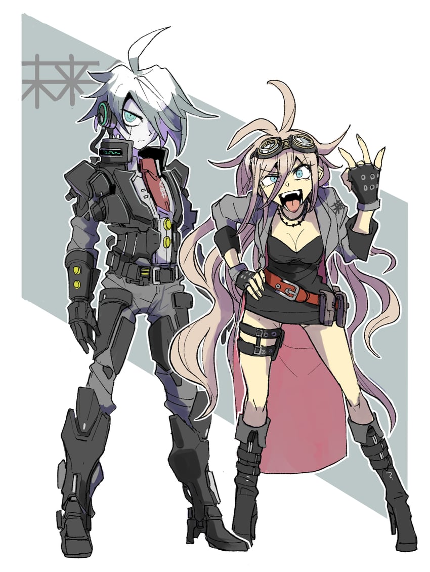 iruma miu and k1-b0 (danganronpa and 1 more) drawn by kumakoro_(tetsupag)