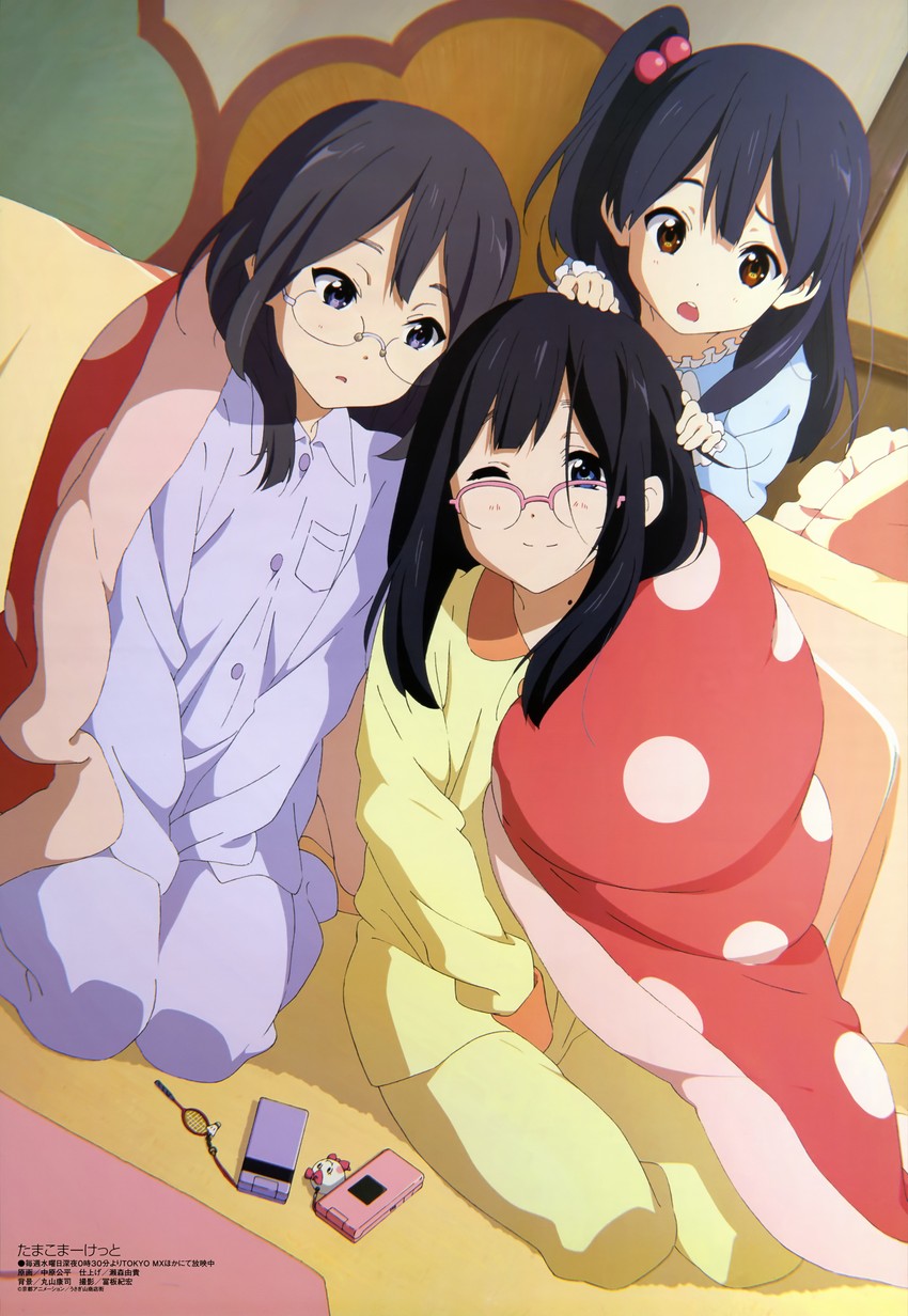 kitashirakawa tamako, kitashirakawa anko, and asagiri shiori (megami magazine and 1 more) drawn by okamura_kouhei