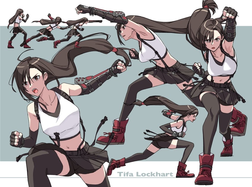 tifa lockhart (final fantasy and 3 more) drawn by decoponmagi