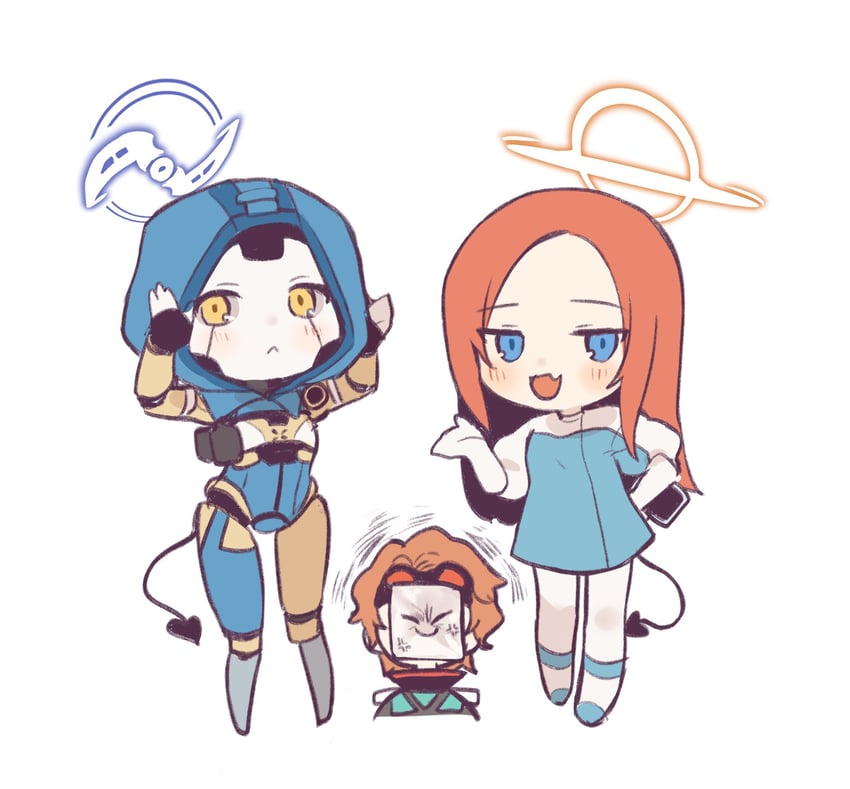 sensei, ash, horizon, and ashleigh reid (blue archive and 1 more) drawn by nagoooon_114