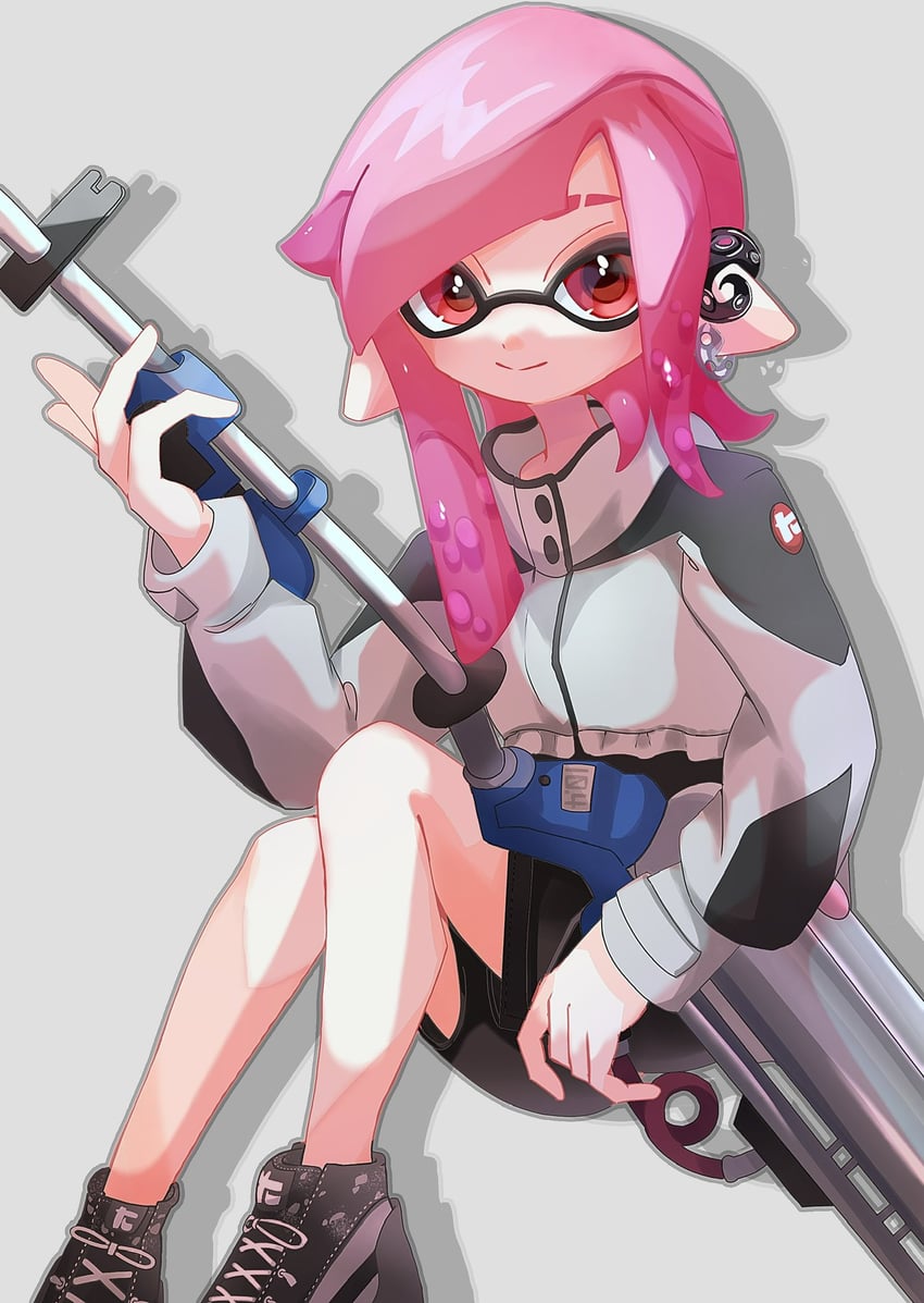 inkling player character and inkling girl (splatoon and 1 more) drawn by icebo_x_x