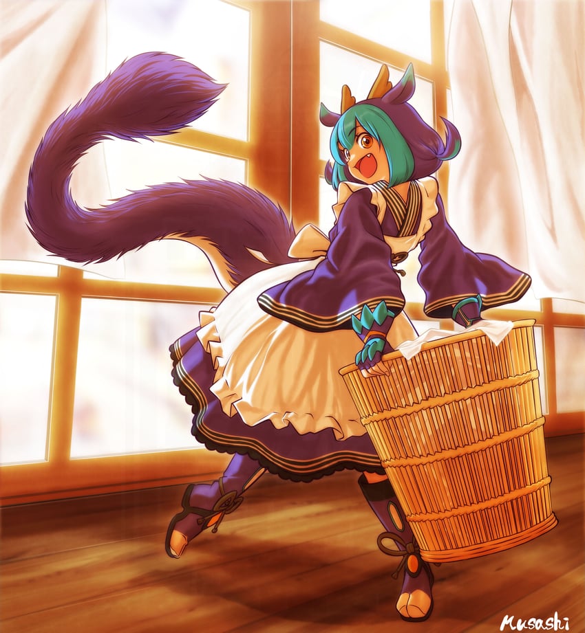 laundry dragonmaid (yu-gi-oh!) drawn by musashi_moo-sun